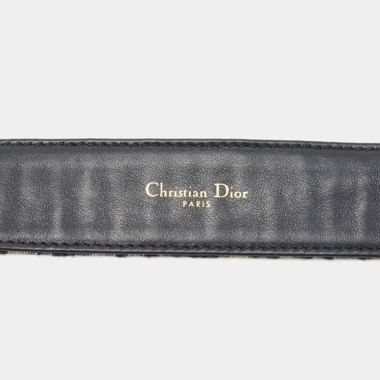 Pre Owned Dior Navy Blue Oblique Canvas 30 Montaigne Reversible Belt 75CM