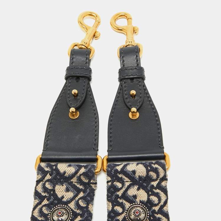 Pre Owned Dior Multicolor Embroidered Canvas and Leather Studded Shoulder Bag Strap