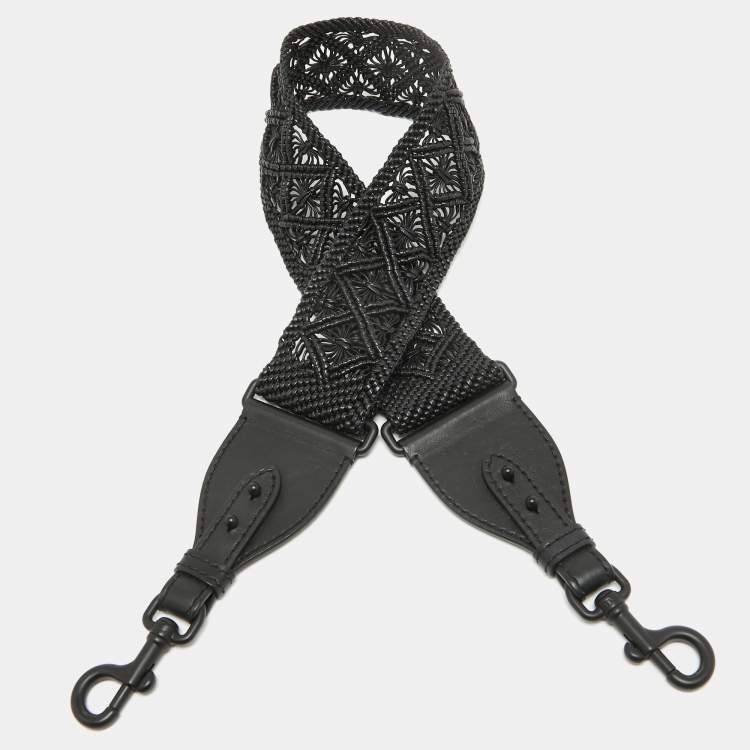 Pre Owned Dior Black Lasercut Leather Shoulder Bag Strap