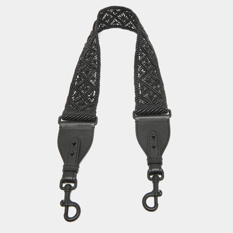 Pre Owned Dior Black Lasercut Leather Shoulder Bag Strap
