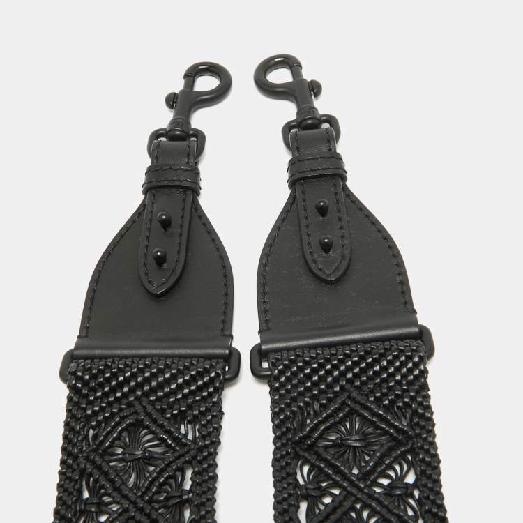 Pre Owned Dior Black Lasercut Leather Shoulder Bag Strap