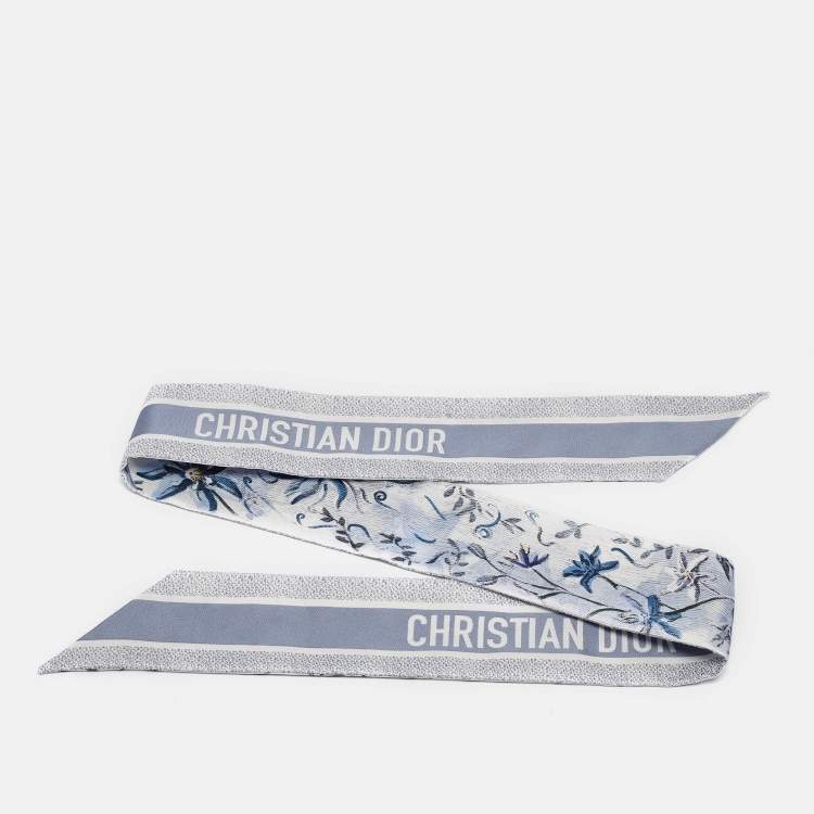 Pre Owned Dior Blue Printed Silk ABCDior S Scille Mitzah 