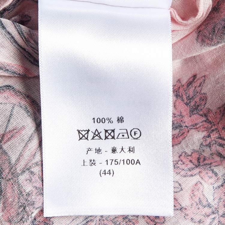 Pre Owned Dior Pink Toile de Jouy Voyage Cotton Long Sleeve Blouse L