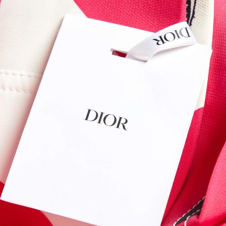 Pre Owned Dior Pink Printed Gabardine Button Front Coat L