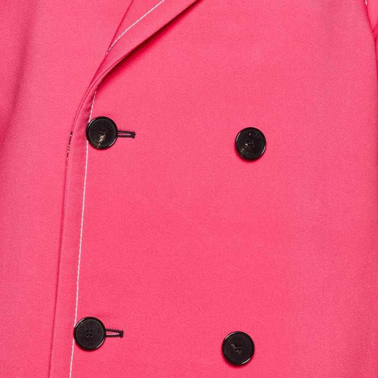 Pre Owned Dior Pink Printed Gabardine Button Front Coat L
