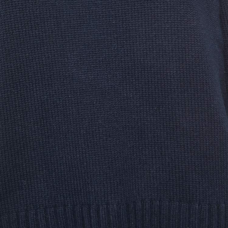 Pre Owned Dior Navy Blue Cashmere Logo Embroidered Sweater M