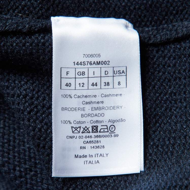 Pre Owned Dior Navy Blue Cashmere Logo Embroidered Sweater M