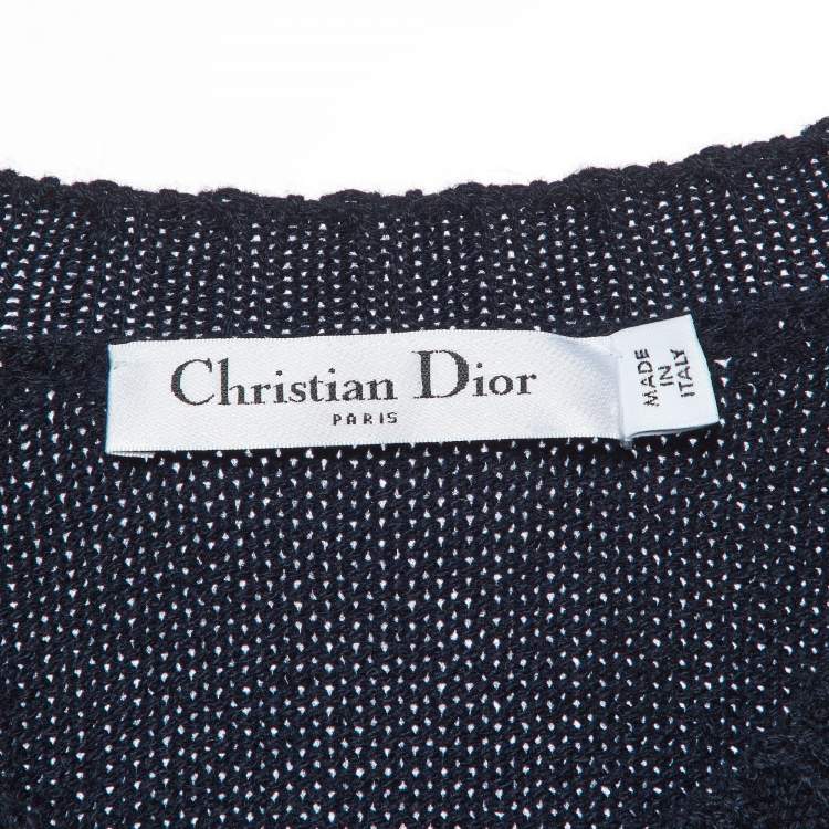 Pre Owned Dior Navy Blue Cashmere Logo Embroidered Sweater M