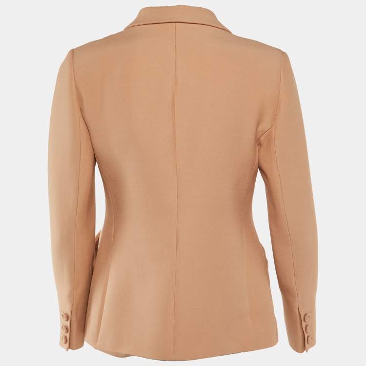 Pre Owned Christian Dior Rose Pink Wool Crepe Button Front Blazer M