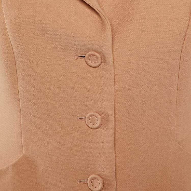 Pre Owned Christian Dior Rose Pink Wool Crepe Button Front Blazer M