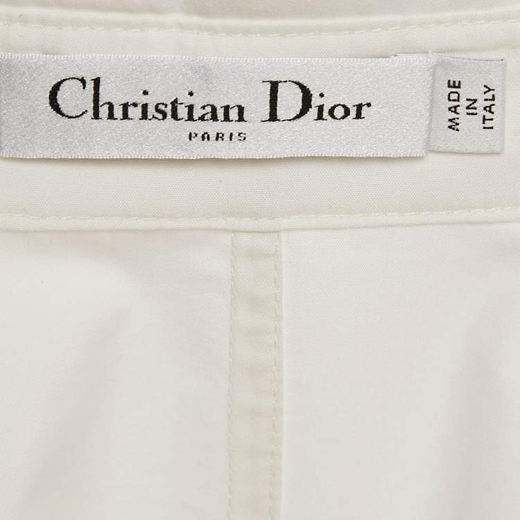 Pre Owned Christian  Dior White Cotton Blend Belted Shirtdress XL