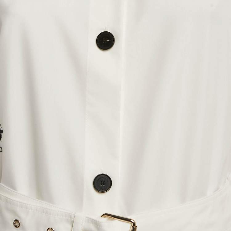 Pre Owned Christian  Dior White Cotton Blend Belted Shirtdress XL
