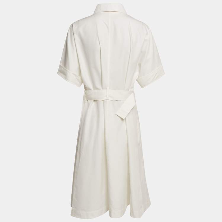 Pre Owned Christian  Dior White Cotton Blend Belted Shirtdress XL
