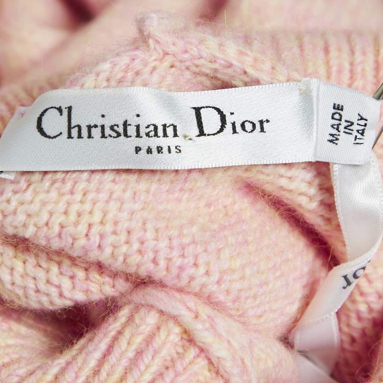 Pre Owned Christian Dior Pink Wool Knit Turtle Neck Sweater S