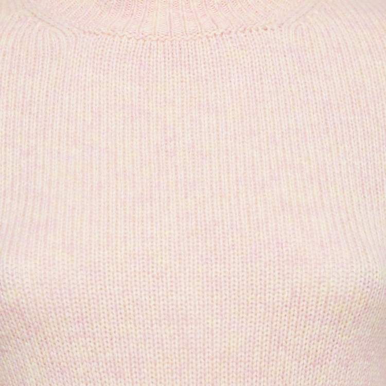 Pre Owned Christian Dior Pink Wool Knit Turtle Neck Sweater S