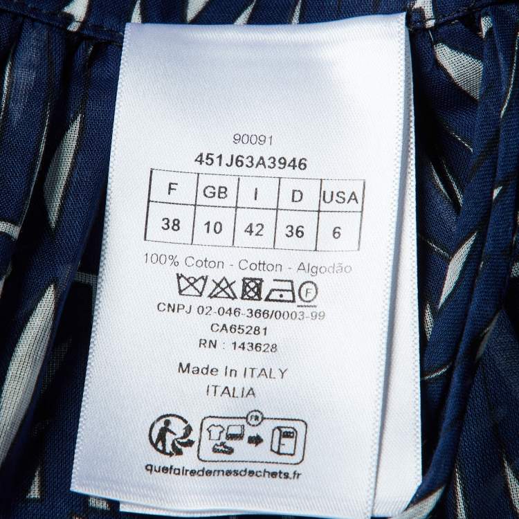 Pre Owned Christian Dior Navy Blue Logo Printed Cotton Midi Skirt M