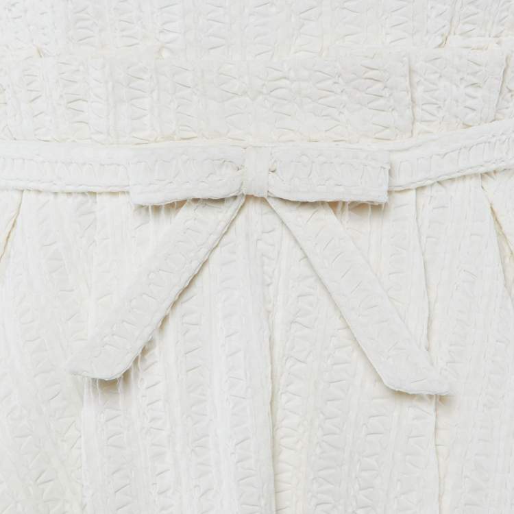 Pre Owned Christian Dior White Textured Dress Maxi Dress M