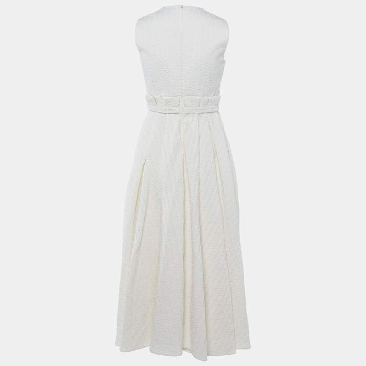 Pre Owned Christian Dior White Textured Dress Maxi Dress M