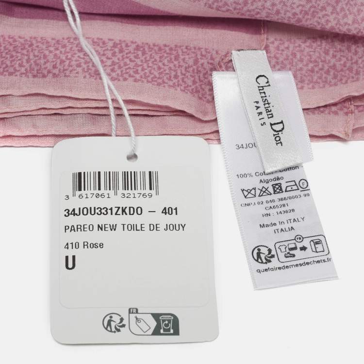 Pre Owned Christian Dior Rose Pink Toile De Jouy Print Cotton Pareo One Size