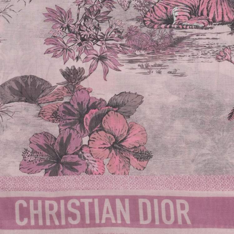 Pre Owned Christian Dior Rose Pink Toile De Jouy Print Cotton Pareo One Size