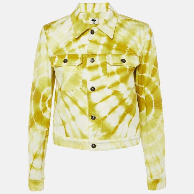 Pre Owned Dior Yellow Tie Dye Denim Button Front Jacket M