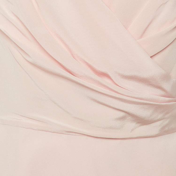 Pre Owned Dior Pink/Burgundy Silk Ruched Wrap Top M