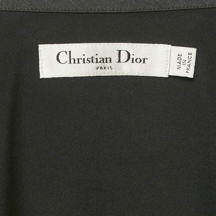 Pre Owned Christian Dior Grey Silk Wrap Around Long Dress L