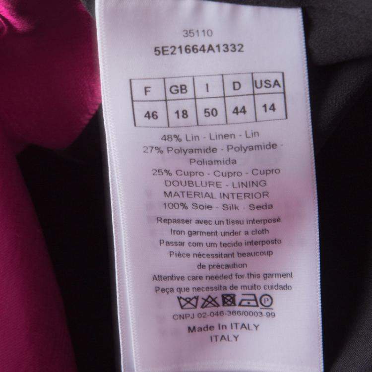Pre Owned Dior Fuschia Pink Satin Boat Neck Sheath Dress XL