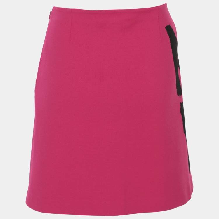 Pre Owned Dior Pink Jersey Miss Dior Print Mini Skirt S