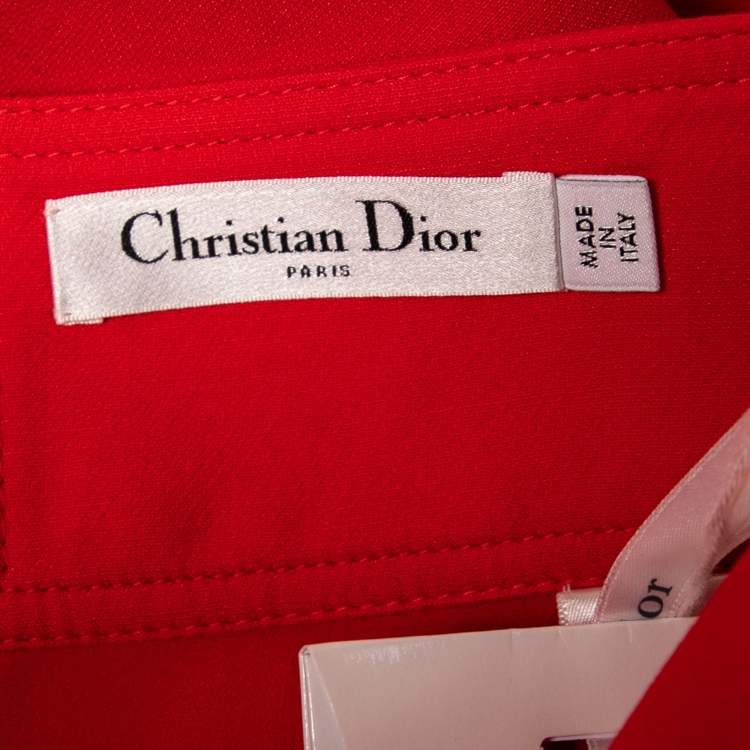 Pre Owned Dior Coral Wool & Silk Flared Skirt M