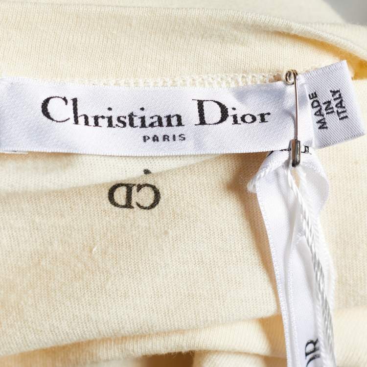 Pre Owned Christian Dior Beige Sisterhood is Powerful Cotton & Linen T-Shirt M