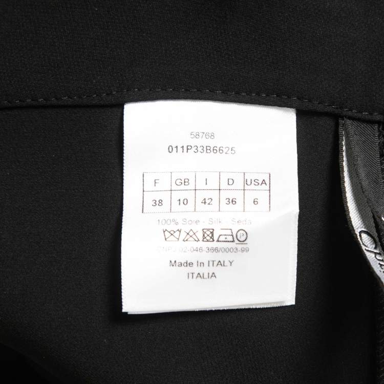 Pre Owned Christian Dior Black Crepe Silk High Waist Wide Leg Trousers M