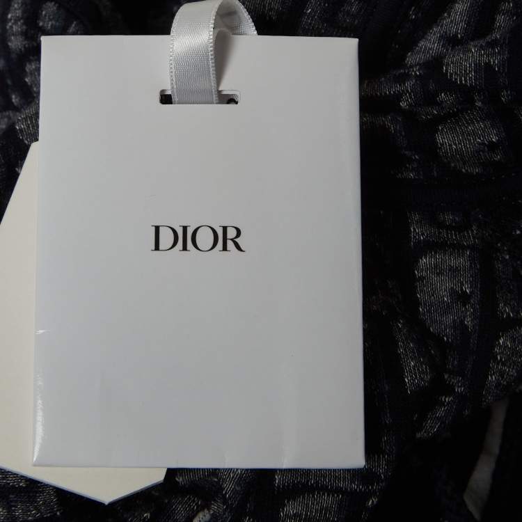 Pre Owned Christian Dior Navy Blue Oblique Terry Cotton Hooded Mini Dress L