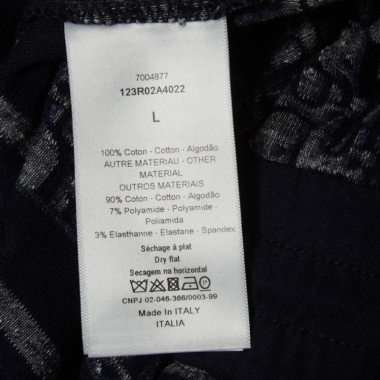 Pre Owned Christian Dior Navy Blue Oblique Terry Cotton Hooded Mini Dress L