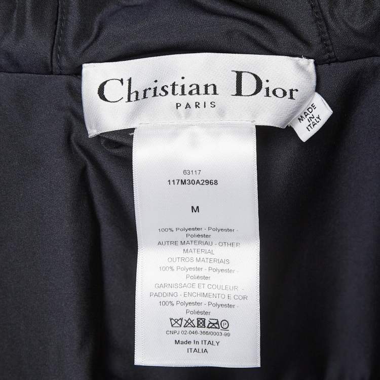 Pre Owned Christian Dior Navy Blue Oblique Synthetic Reversible Cape Jacket M