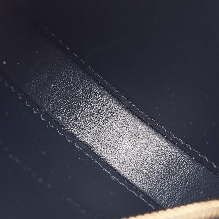 Pre Owned Dior Navy Blue/White Leather Vibe Round Coin Purse