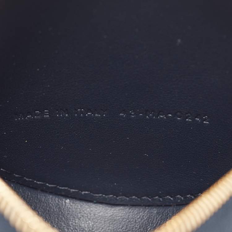 Pre Owned Dior Navy Blue/White Leather Vibe Round Coin Purse