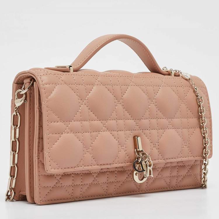 Pre Owned Dior Rose des Vents Cannage Leather Mini My Dior Top Handle Bag