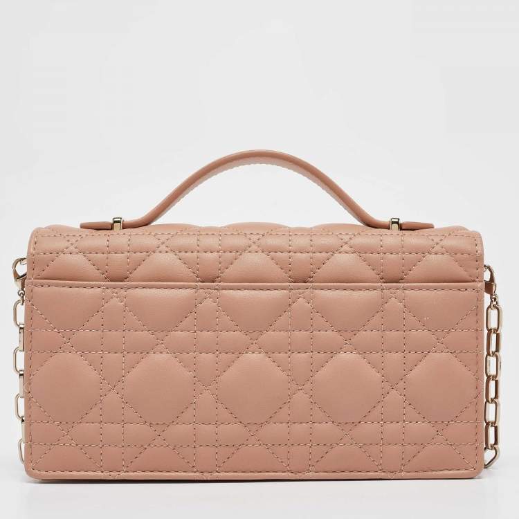Pre Owned Dior Rose des Vents Cannage Leather Mini My Dior Top Handle Bag