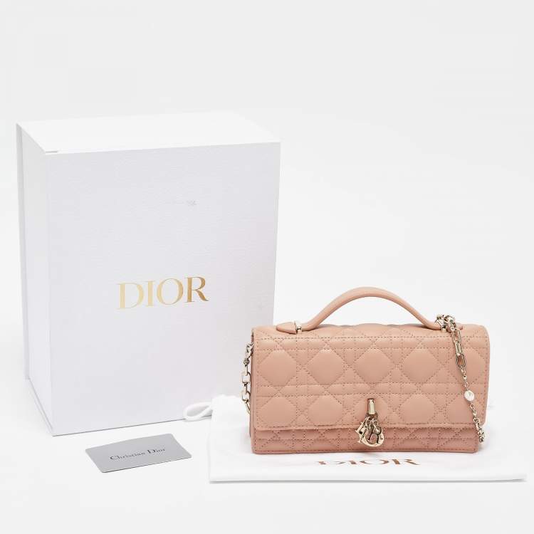 Pre Owned Dior Rose des Vents Cannage Leather Mini My Dior Top Handle Bag