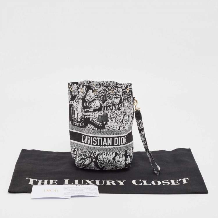 Pre Owned Dior Black/White Plan De Paris Nylon Diortravel Pouch