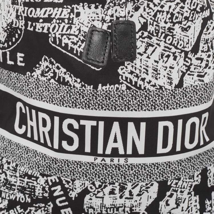Pre Owned Dior Black/White Plan De Paris Nylon Diortravel Pouch