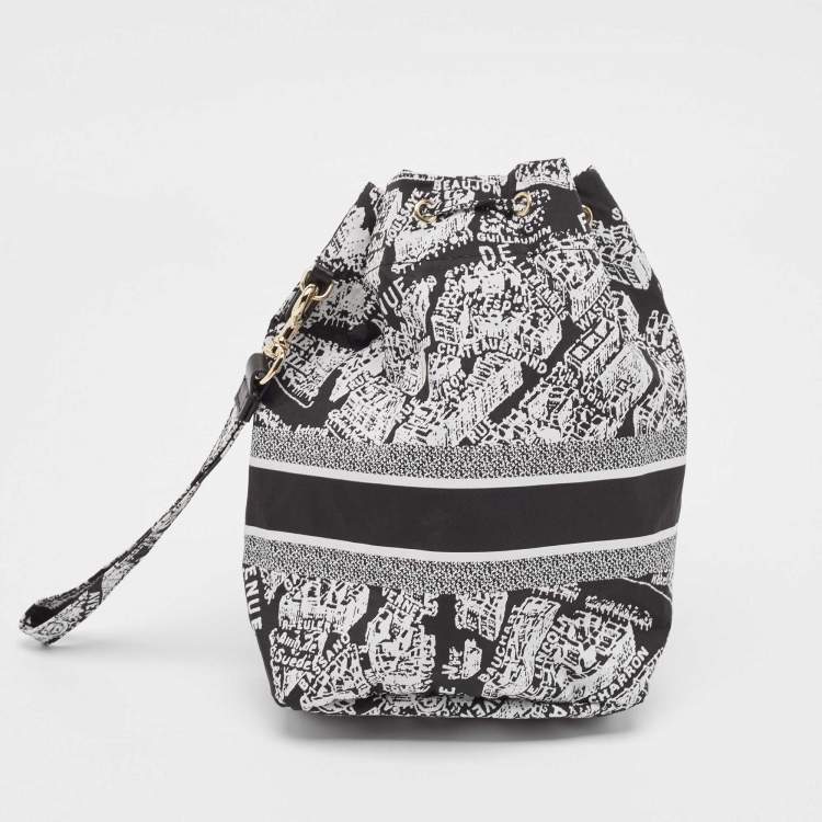 Pre Owned Dior Black/White Plan De Paris Nylon Diortravel Pouch