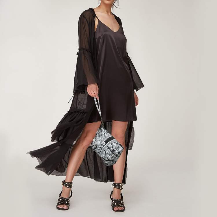 Pre Owned Dior Black/White Plan De Paris Nylon Diortravel Pouch