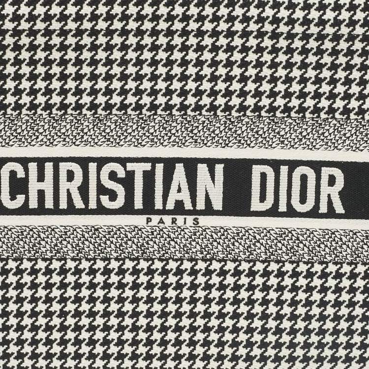 Pre Owned Dior Black/White Canvas Medium Houndstooth Book Tote 