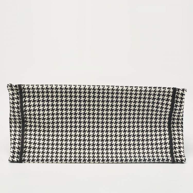 Pre Owned Dior Black/White Canvas Medium Houndstooth Book Tote 