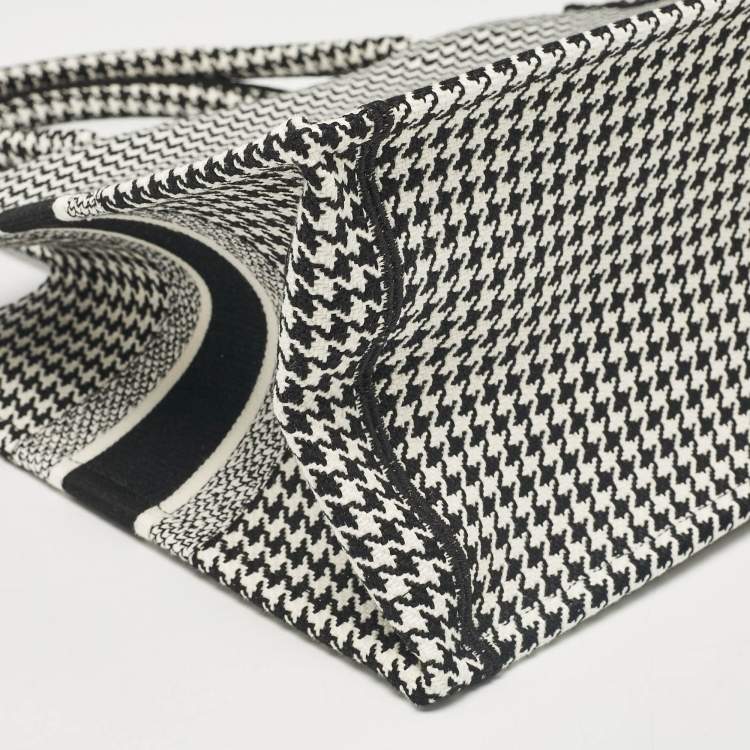 Pre Owned Dior Black/White Canvas Medium Houndstooth Book Tote 