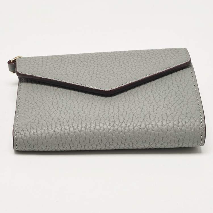 Pre Owned Dior Grey Leather Diorissimo Envelope Compact Wallet