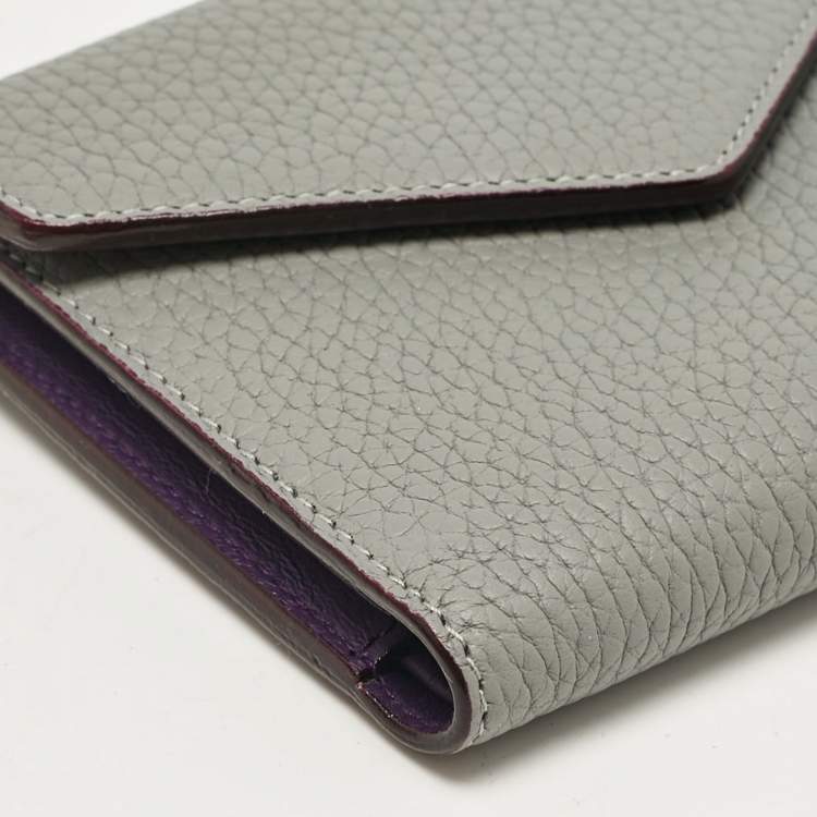 Pre Owned Dior Grey Leather Diorissimo Envelope Compact Wallet