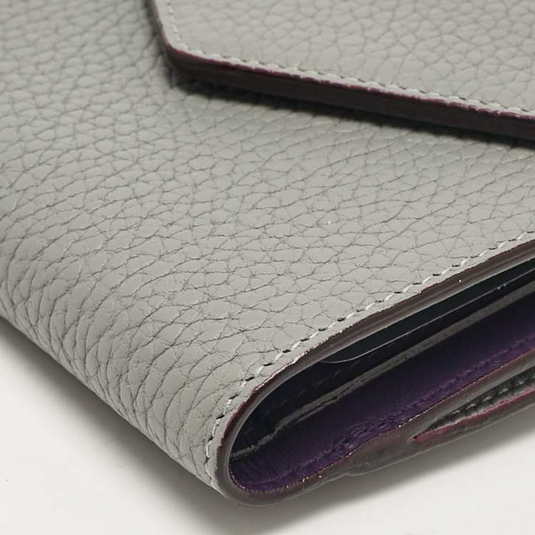 Pre Owned Dior Grey Leather Diorissimo Envelope Compact Wallet